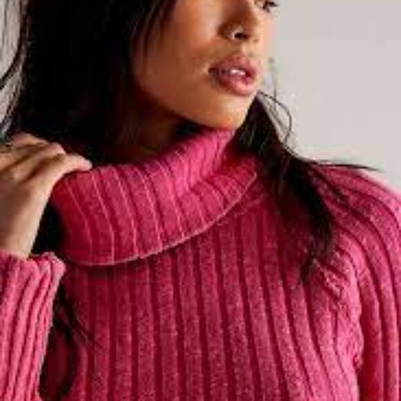 NEW! Free People We The Free Just You Turtleneck Pink - Picture 1 of 4